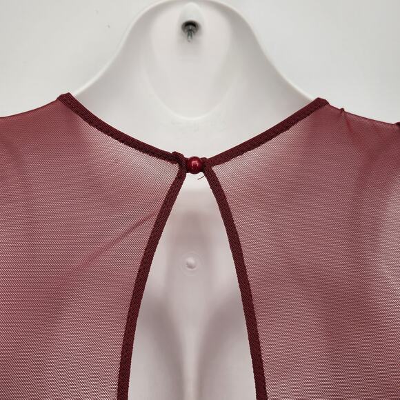 NWT Marilyn Monroe Show Me Off Negligee Stretchy Bodysuit Maroon Women's S - Picture 6 of 10